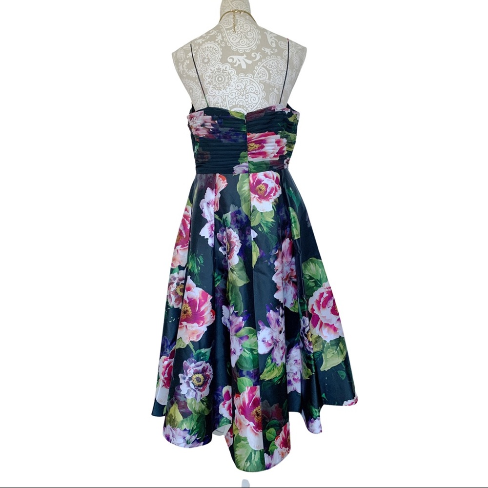 Adrianna Papell Floral Midi Dress - Black and Pink - Picture 5 of 10